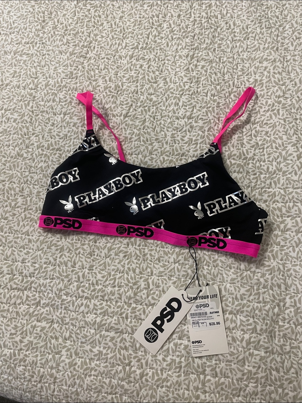 PSD Playboy Black & Hot Pink Bralette
